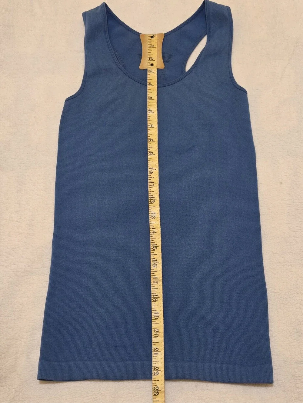 🩷Y2K Lip Stick Blue Ribbed Racerback Tank Top Womens Small
